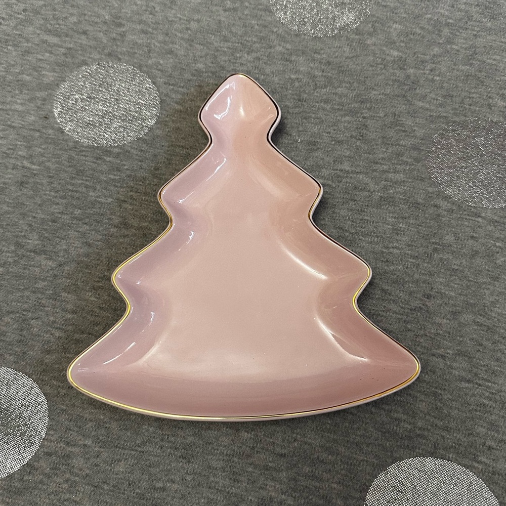Pink Christmas Tree Shaped Trinket Tray